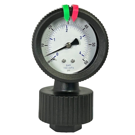 Kodiak Controls Polypropylene Pressure Gauge, Viton Diaphragm, 1/4 in NPT, 2.5 in Dial, 0-60 PSI KC701LD-S25-60