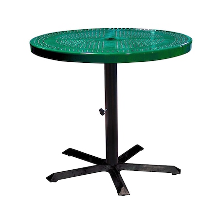 Leisure Craft 36" Round Perforated Pedestal Table, Portable, 30"H, Green 36TAB30-GREEN