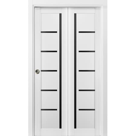 Sartodoors Sliding Closet Bi-fold Doors White Solid Core Modern Interior QUADRO4588BF-WS-36 x 96 (2* 18x96)