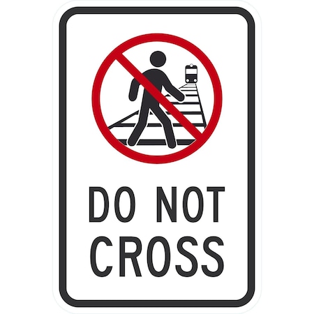 Lyle Do Not Cross the Rail Trail with Graphic, 12x18, Engineer Grade, White G-3137-EG_12x18