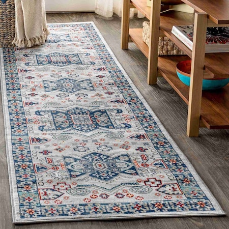 Jonathan Y Modern Persian Vintage Medallion Blue/Light Grey 2 ft. x 8 ft. Runner Rug MDP108A-28