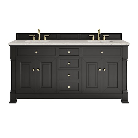 James Martin Vanities Brookfield 72 in. Double Vanity, Black Onyx w/ 3 CM Victorian Silver Silestone Top 547-V72-BKO-3VSL
