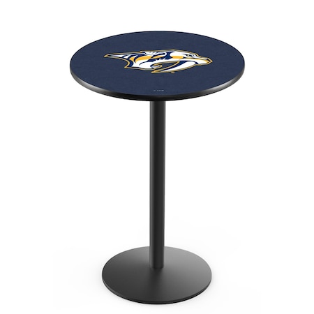 Holland Bar Stool Co 42" Blk Wrinkle Nashville Predators Pub Table, 36" dia. Top L214B4236NshPre