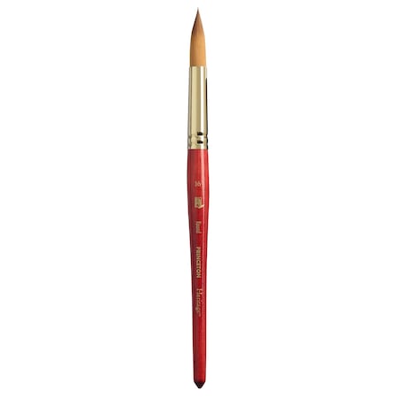 Princeton Heritage Round Brush, Synthetic Bristles, Short Handle Watercolor Paintbrush, Scarlet, Size 16 P4050R16
