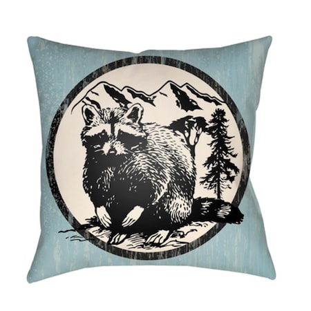 Artistic Weavers Lodge Cabin Raccoon Ridge Poly Filled Pillow - Sky Blue Black & Beige - 22 x 22 in. LGCB2000-2222