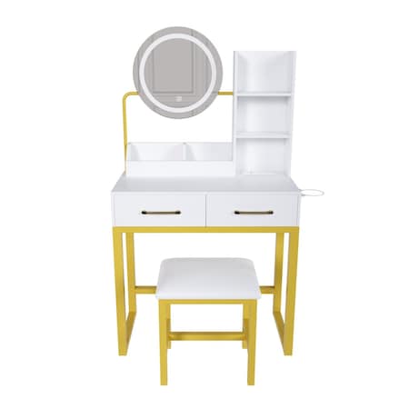 Homeroots 31" White Wood Lighted Two Drawer Dresser 714254
