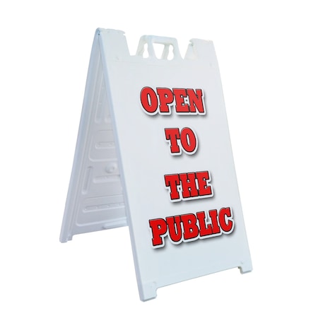Signmission Open To The Public, A-Frame & 2 Sign Inserts, Heavy-Duty Plastic Frame SBHD-C-2436-Open To The Public