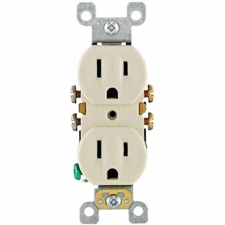 Leviton Residential Grade Duplex Receptacle, 15 Amp, 125 Volt, Light Almond 5320-ST