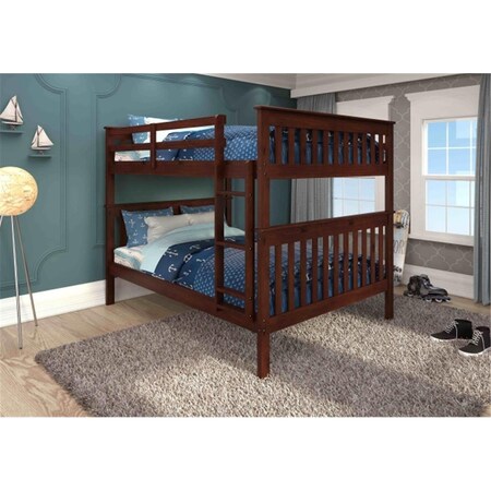 Fixturesfirst PD-123-3CP Full Size Mission Bunkbed with Slat-Kits Mattress Ready Dark Cappuccino FI480570
