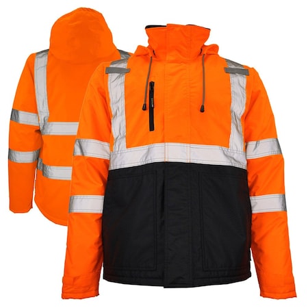 Dome75 Hi-Vis Chore Coat, 300 Denier Polyester, Class ANSI/ISEA 107-2020 Class 3 Type R, MD DJC3632