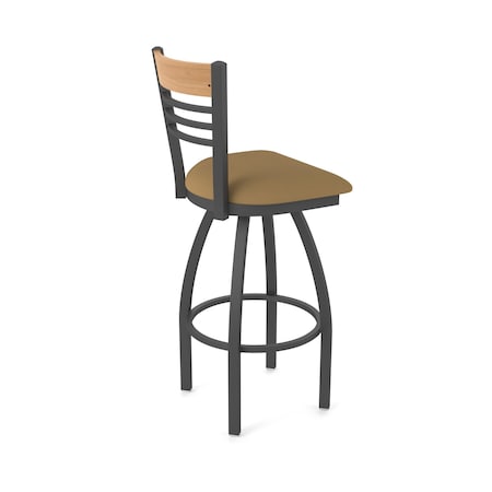Holland Bar Stool Co Eleanor 25in Swivel Counter Stool with Pewter Finish, Medium Back and Canter Saddle Seat 880