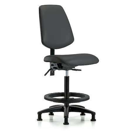 Blue Ridge Ergonomics High Bench Chair No Arms, 26" to 35" Height, Vinyl, Charcoal BR-VHBCH-MB-RG-T1-A0-BF-RG-8605