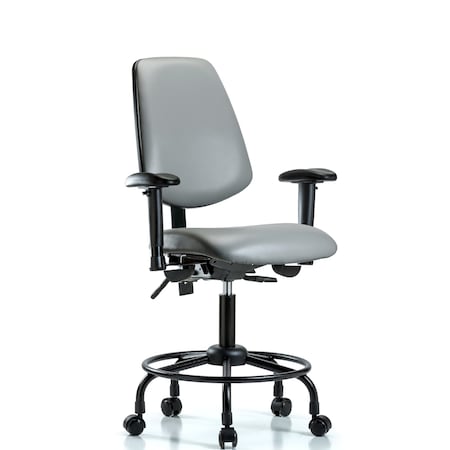 Blue Ridge Ergonomics Vinyl Chair, Vinyl, Adjustable Arms BR-VDHCH-MB-RT-T0-A1-RC-8840