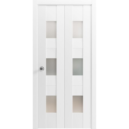 Vdomdoors Sliding Closet Bi-fold Doors White Solid Core Modern Interior SETE6003BF-WS-84 x 80 (2* 42x80)