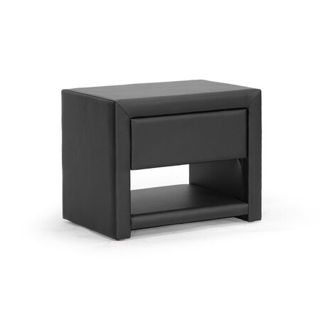 Wholesale Interiors BBT3092-Black-NS Massey Black Upholstered Modern Nightstand 847321016248