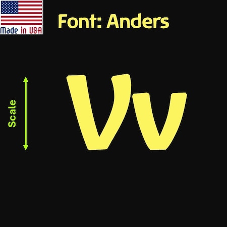 Aacc Self-Adhesive Vinyl Letter: v, Scale: 0.75 in. Color: Yellow Font: Anders by, 8PK AACC-Anders-lv-Yellow-I0.75x8