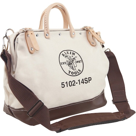 Klein Tools Tool Bag, Brown, Canvas, 10 Pockets 5102-14SP