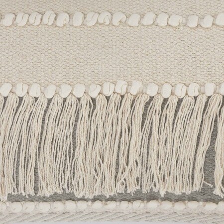 Homeroots Set of Two Beige Striped Cotton Throw Pillow With Fringe, 2PK 554567