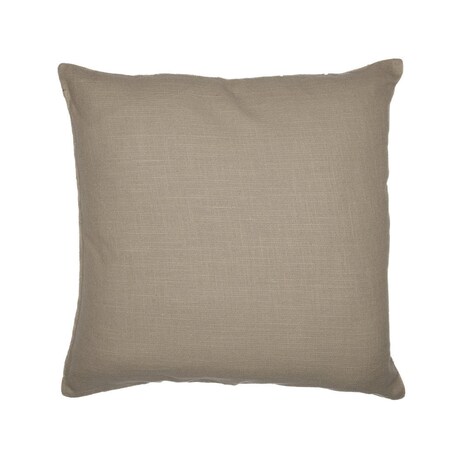 Homeroots 24" Beige Check Cotton Blend Throw Pillow With Embroidery 549433