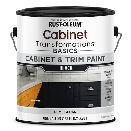 Rust-Oleum Cabinet Transformations Basics Cabinet and Trim Paint , Black, Semi-Gloss, 1 Gallon 373697