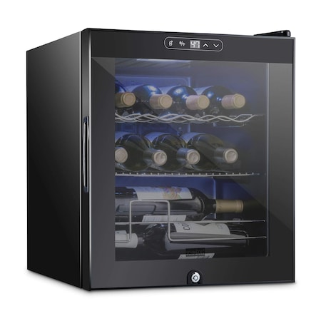 Schmck Schmecke 12 Bottle Compressor Wine Refrigerator, Cube Wine Cooler with Lock, Black SHMFWCC125LB