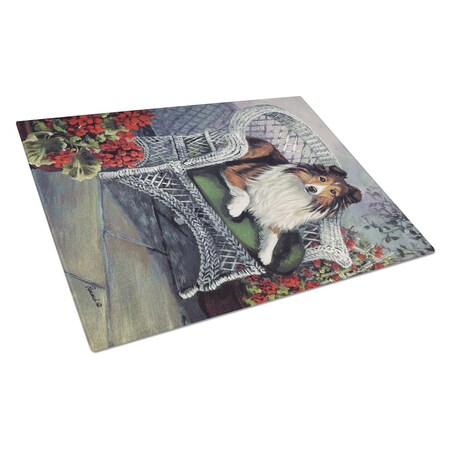 Carolines Treasures Sheltie Patio Jewel Glass Cutting Board - Large PPP3187LCB