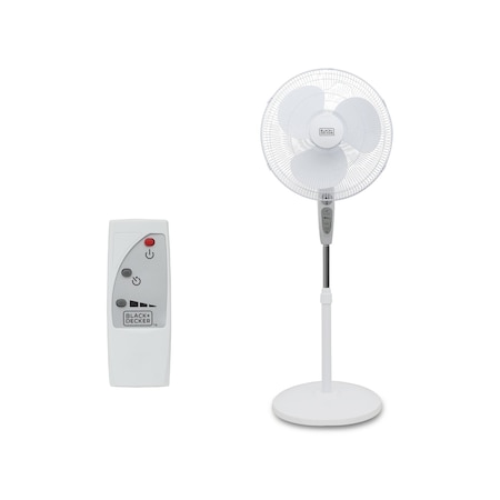 Black & Decker 18in Oscillating Pedestal Fan with Remote, , White BDSF18MW