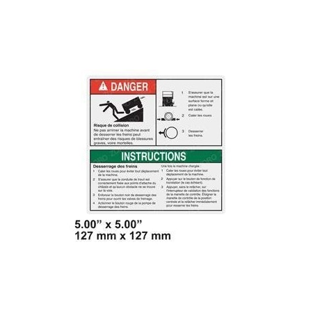 Genie REPLACEMENT DECAL-DANGER-BRAKE REL SAFETY T107029FRGT