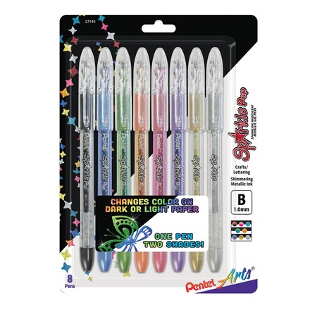 Pentel Sparkle Pop Metallic Gel Ink Pen, (1.0mm) Bold Line, Assorted Ink, 8-Pack K91PABP8M