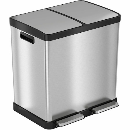 Hls Commercial 16 Gal Combo Recycle Bin and Trash Can, Stainless Steel HLSS16R