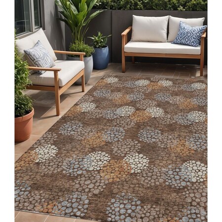Homeroots 5' X 8' Brown Gray And Ivory Polka Dot Washable Indoor Outdoor Area Rug 594239