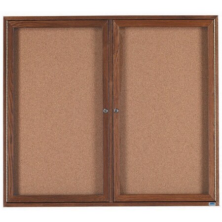 Aarco Enclosed Bulletin Board Red Oak Frame Walnut Stained, 48''Hx60''W WBC4860R