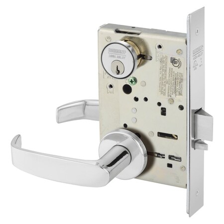 Sargent Grade 1 Storeroom or Closet Mortise Lock, L - Lever, LN - Rose, Bright Chrome 8204 LNL 26