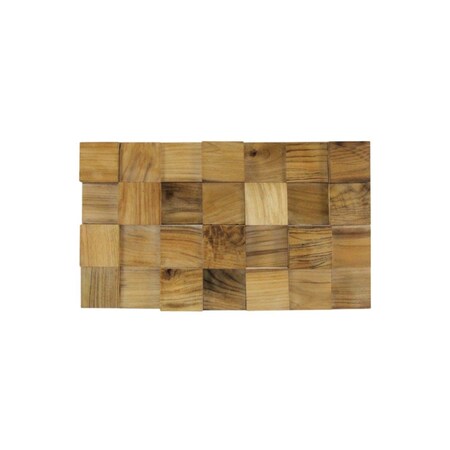 Homeroots Brown 3D Embossed Block Teak Reclaimed Wood Decorative Wall Panels 617485