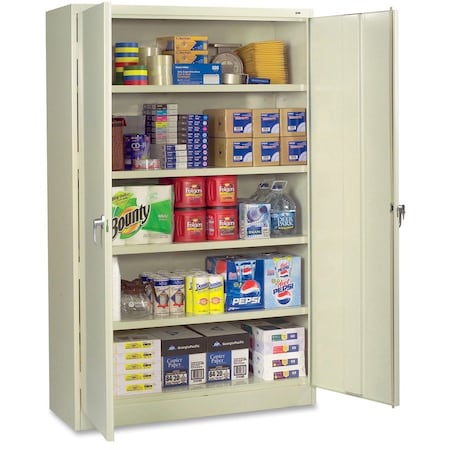 Tennsco Shelving Storage Cabinet, 78 in H, 48 in W, Swing, Keyed, Champagne/Putty, 4 Shelves, 0 Drawers J2478SUPY