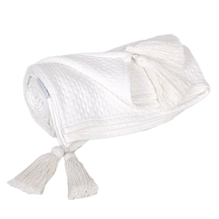Homeroots 60" X 50" White Woven Cotton Throw Blanket 548944