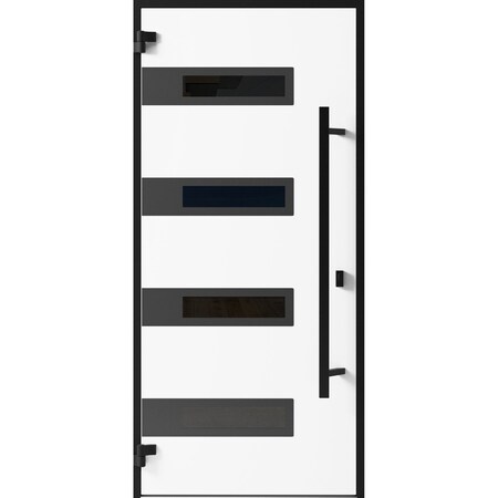 Vdomdoors Front Exterior Prehung Steel Door Ronex0131 Grey Entry Metal Modern Painted W36xH80 Right hand RONEX0131EXD-GRE-W36 X H80-RH-I
