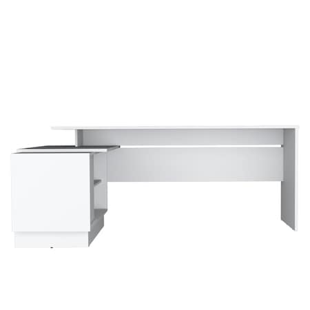 Homeroots 71" White Wood L Shape Computer Desk 571408