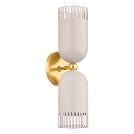 Mitzi Zoe Feldman X Liba 2 Light Wall Sconce 21.75 In. Aged Brass/Soft Peignoir H884102-AGB/SPG