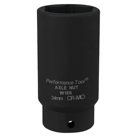 Perform Tool Socket 1/2 In Drive; 34 mm; Metric; Front Wheel Drive Axle Nut Socket; Black; Chrome Moly Steel W156