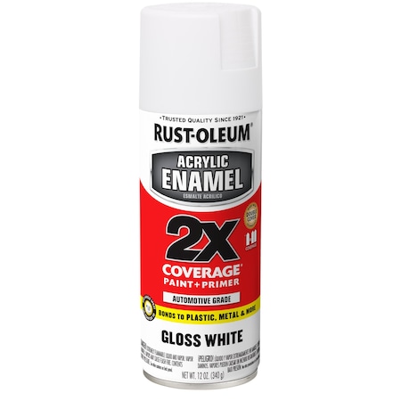 Rust-Oleum Automotive Acrylic Enamel 2X Spray Paint, White, Gloss, 12 oz, PK6 271919