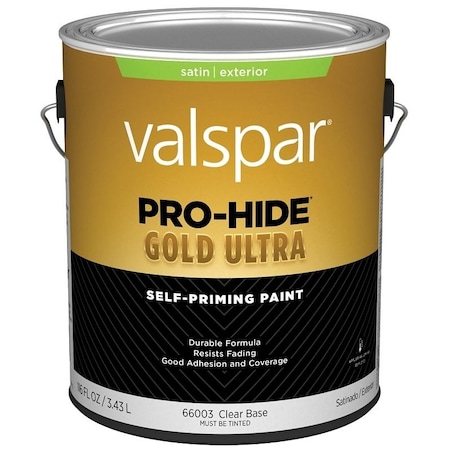 Valspar Pro-Hide Gold Ultra 6600 Latex Paint, Acrylic Base, Satin Sheen, Clear Base, 1 gal 028.0066003.007