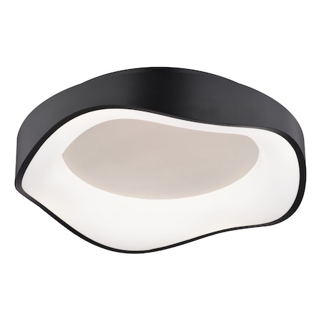 Vaxcel Bowen 1-Light Textured Black Modern Round LED Flush Mount Fixture, White Shade C0323