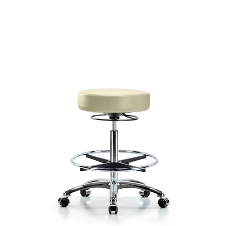Blue Ridge Ergonomics Bench Stool, Hi, Chrm, Vin, CF, Castrs, Wht BR-VHBSO-CR-CF-CC-8501