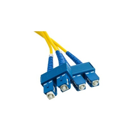 Cable Wholesale SC/UPC OS2 Duplex 2.0mm Fiber Optic Patch Cord, OFNR, Singlemode 9/125, Yellow Jacket, Blue SCSC-01210