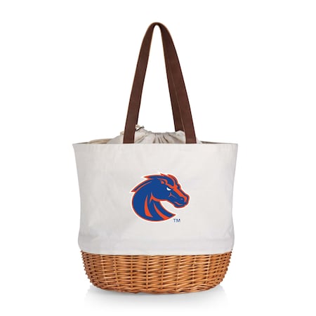 Picnic Time Family Of Brands NCAA Boise State Broncos Coronado Canvas and Willow Basket Tote - Picnic Bag 203-00-187-704-0