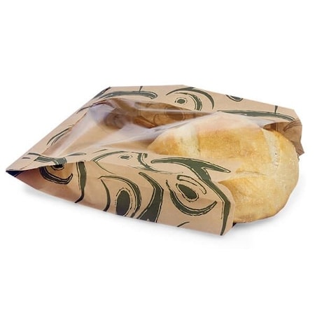 Nashville Wraps Portion Bags 6-1/2x2-1/2x9 Green Swirl With 3-1/2 Clear PLA Panel, 1000PK 6600GS