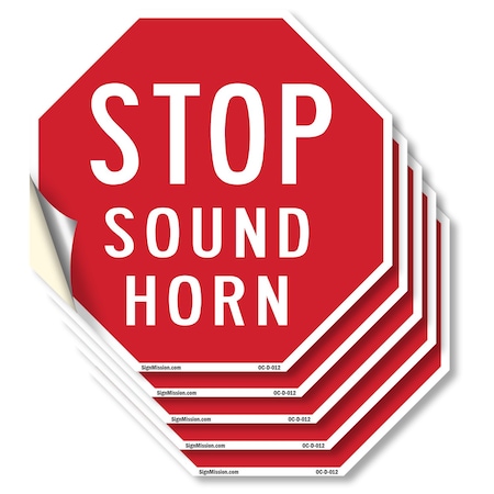 Signmission Stop Sound Horn, 4 inch X 4 inch, Vinyl Decal, 5PK OC-D-5PACK-4-12