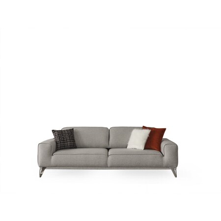 Homeroots 90" Linen Linen Sleeper Sofa And Toss Pillows With Silver Legs 485606
