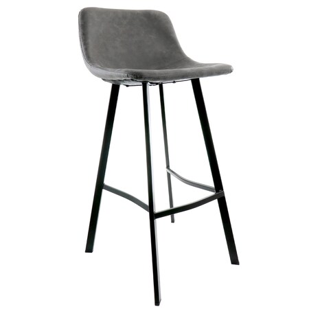 Elama Faux Leather Bar Stool in Gray with Black Legs ELM-605-GRY